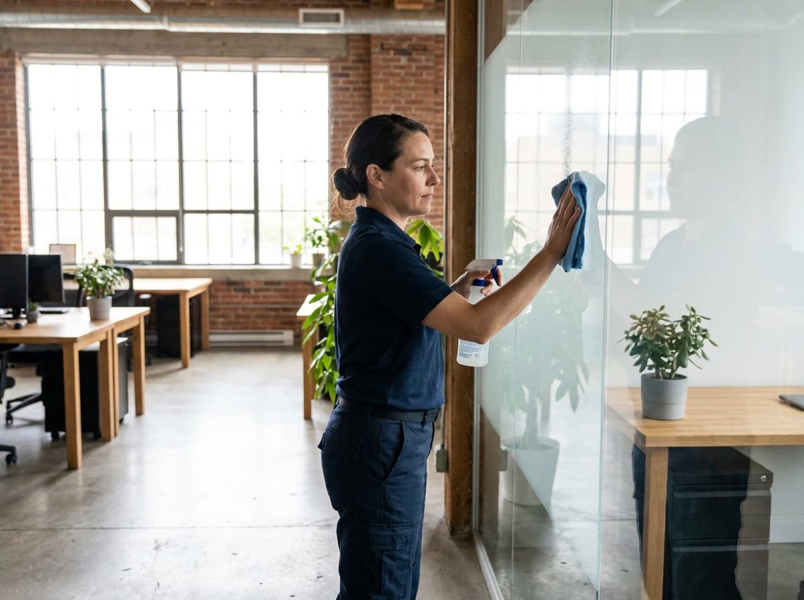 Membre de l'équipe AFONETT au travail dans un espace commercial